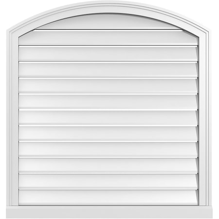 Ekena Millwork Arch Top Surface Mount PVC Gable Vent w/ 2"W x 2"P Brickmould Sill Frame, 34"W x 34"H GVPAR34X3403SN